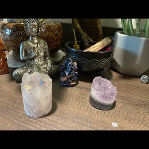 Angel Aura Crystal Cylinder and Amethyst Cluster Cylinder